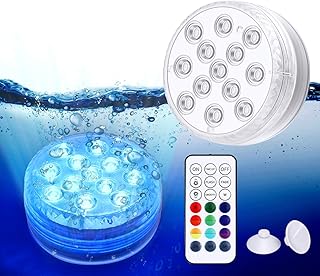 Magicfun Unterwasser Licht, Wasserdichtes LED Licht, mehrfarbige RGB-13-LED-Perlen mit RF-Fernbedienung, Poollampe für Swimmingpool, SPA, Vasenbasis, Aquarium, Teich, Inneneinrichtung (1 Stk)