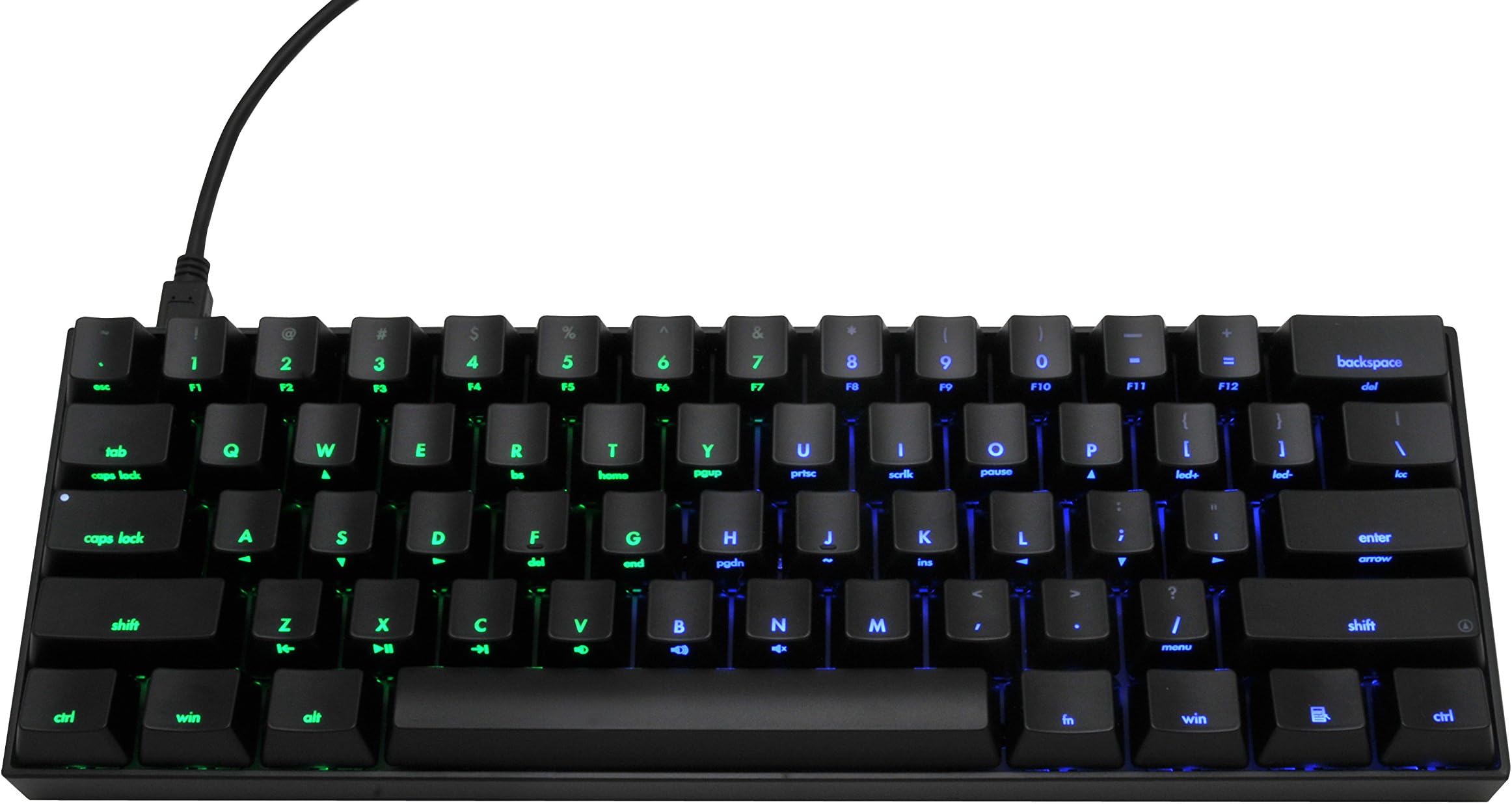 Mechanical Keyboard - KBP v60 - Black Case - Dual Light Blue/Green - Cherry Mx-Black