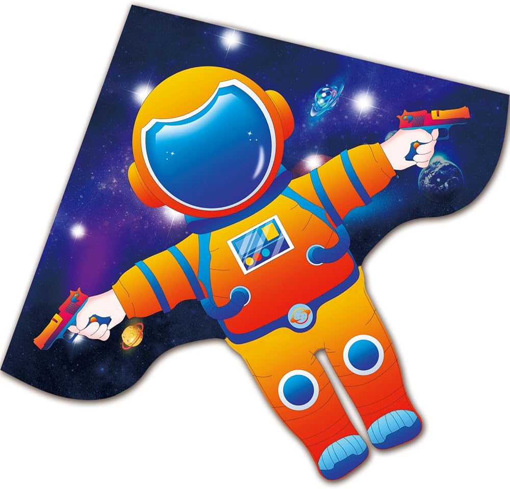 HONBO Astronaut Delta Kite 54x31 inch Easy Fly 200ft Line for Kids & Adults