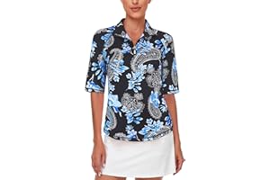 MISYULA STYLE Misyula Womens Golf Shirt Quick Dry Half Sleeve Quarter Zip Polo Workout Tops Tennis Shirts M-3XL