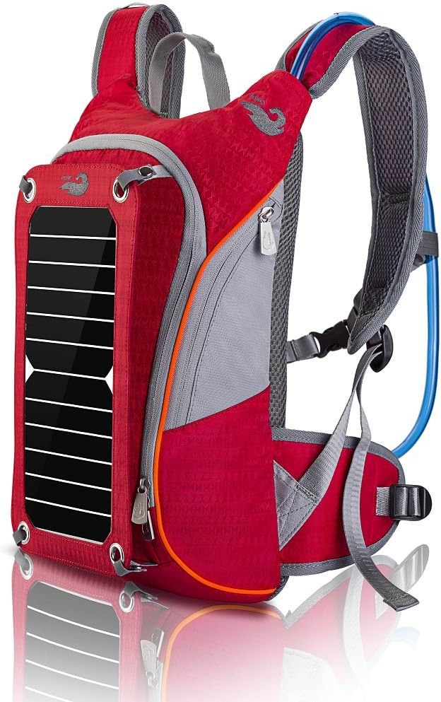 HOWO Outdoor Pack Commputer Solar Powered Backpack (Red)