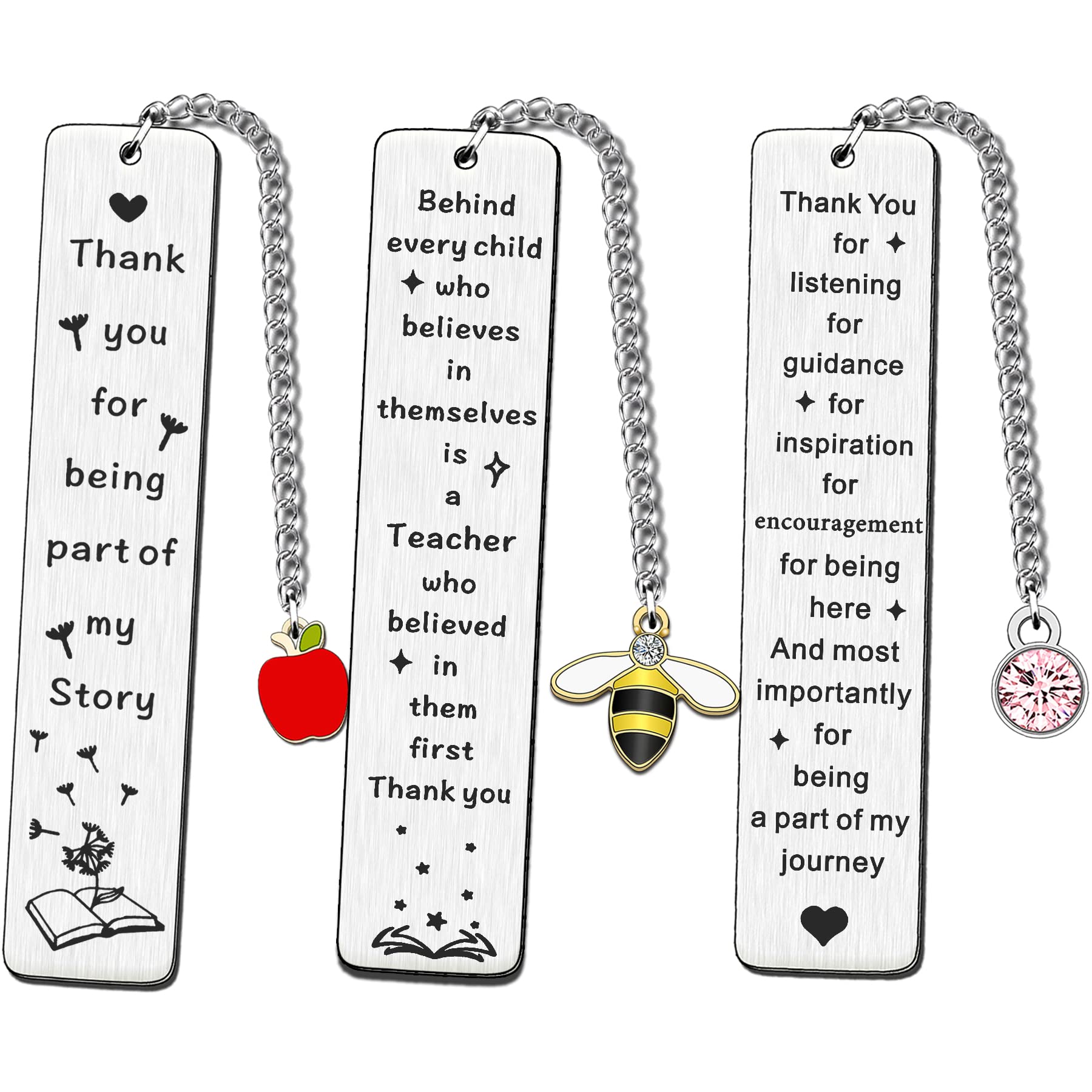 JETTOP Teacher Gifts -Thank You Teacher Gifts for Women Men Nursery TA Bookmark Gift 3PCS