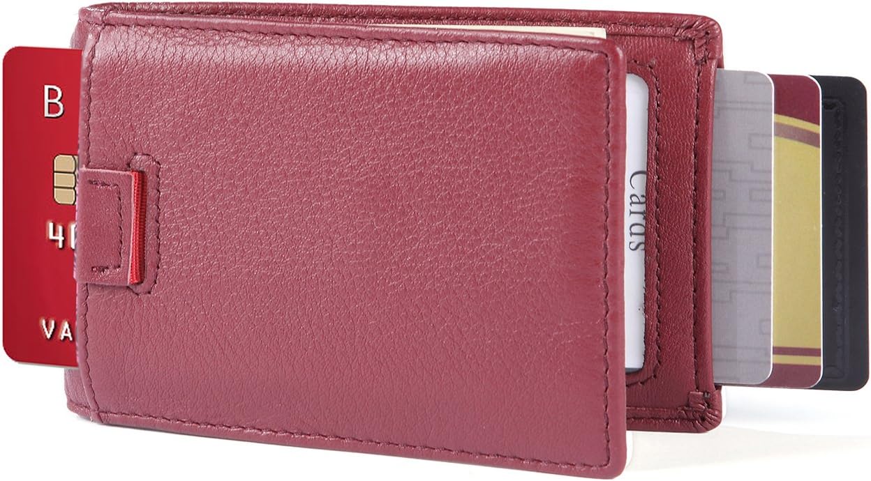 iPulse Minimalist Slim Bilfold Full Grain Leather Wallets With Money Clip And RFID Protection