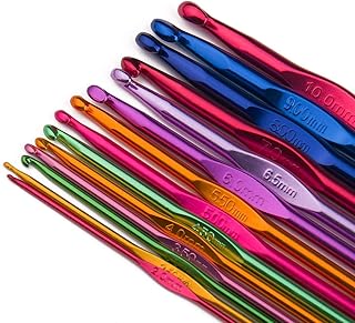 Luxbon 14 Stück Häkelnadel Set Crochet Hooks Stricknadeln aus bunt Aluminium 14 Größen 2mm-10mm Stricken Werkzeuge Zubehör