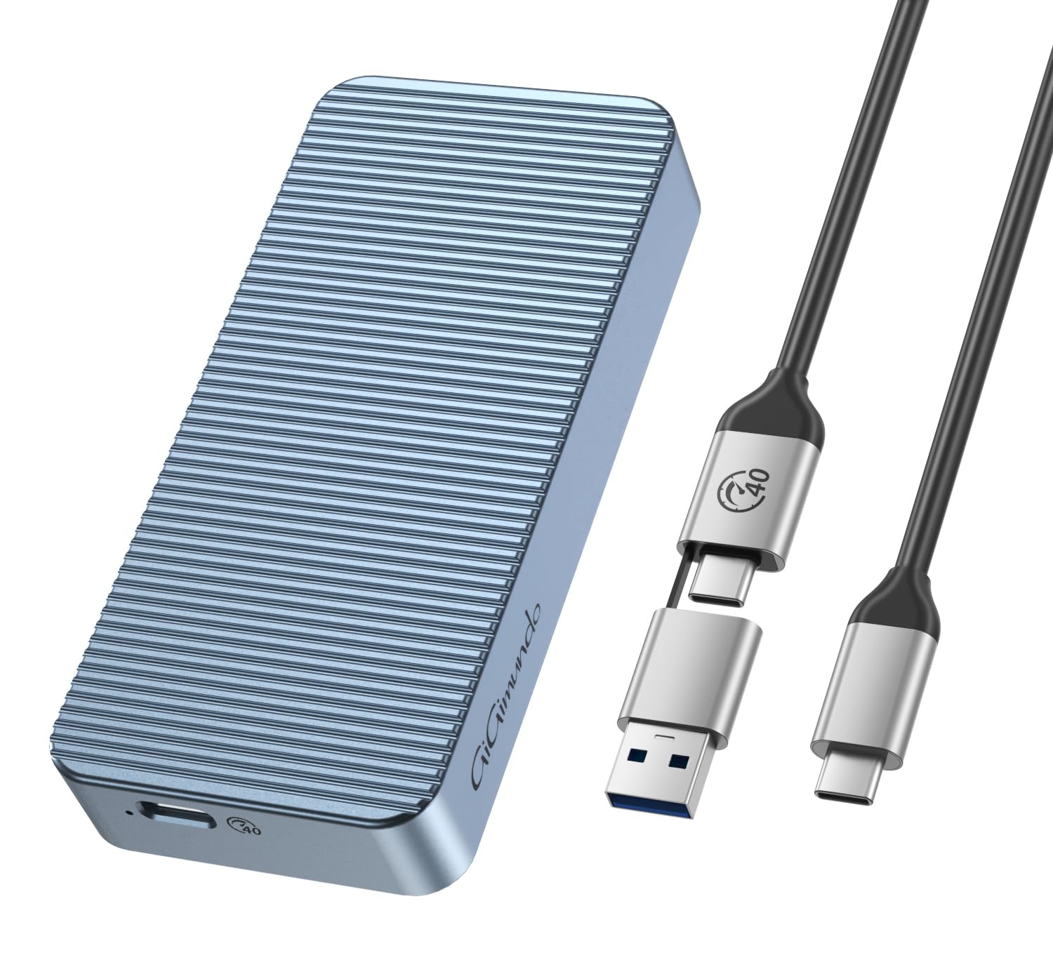 GiGimundo 40Gbps M.2 NVMe SSD Enclosure, Aluminum M.2 Enclosure with Cooling Fan, Support USB4/TB4, UASP & TRIM, SSD Enclosure Compatible for MacBook/Mac Data Transfer, Support SSD 2280 M-Key, Grey