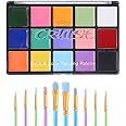 UCANBE Macaron Face Body Paint Set, 15 Colors Painting Palette Makeup Kit + 10pc Colorful Artist Brushes, Oil Base Paint Set for Halloween, Cosplay, Parties and SFX Costume
