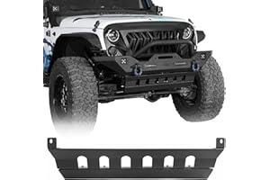 Hooke Road Wrangler JK Front Skid Plate Bumper Cover Texured Black Steel for Jeep Wrangler JK 2007-2018
