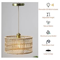 HOONEX Rattan Chandelier, Rattan Light Fixtures