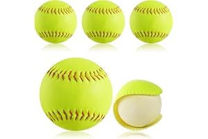 GKK Softballs 12 Inch Sports Practice 4 Pack Official Size and Weight Softball Fastpitch Practice Softballs Autograph Softball Training Ball for Games, Soft Toss, Batting