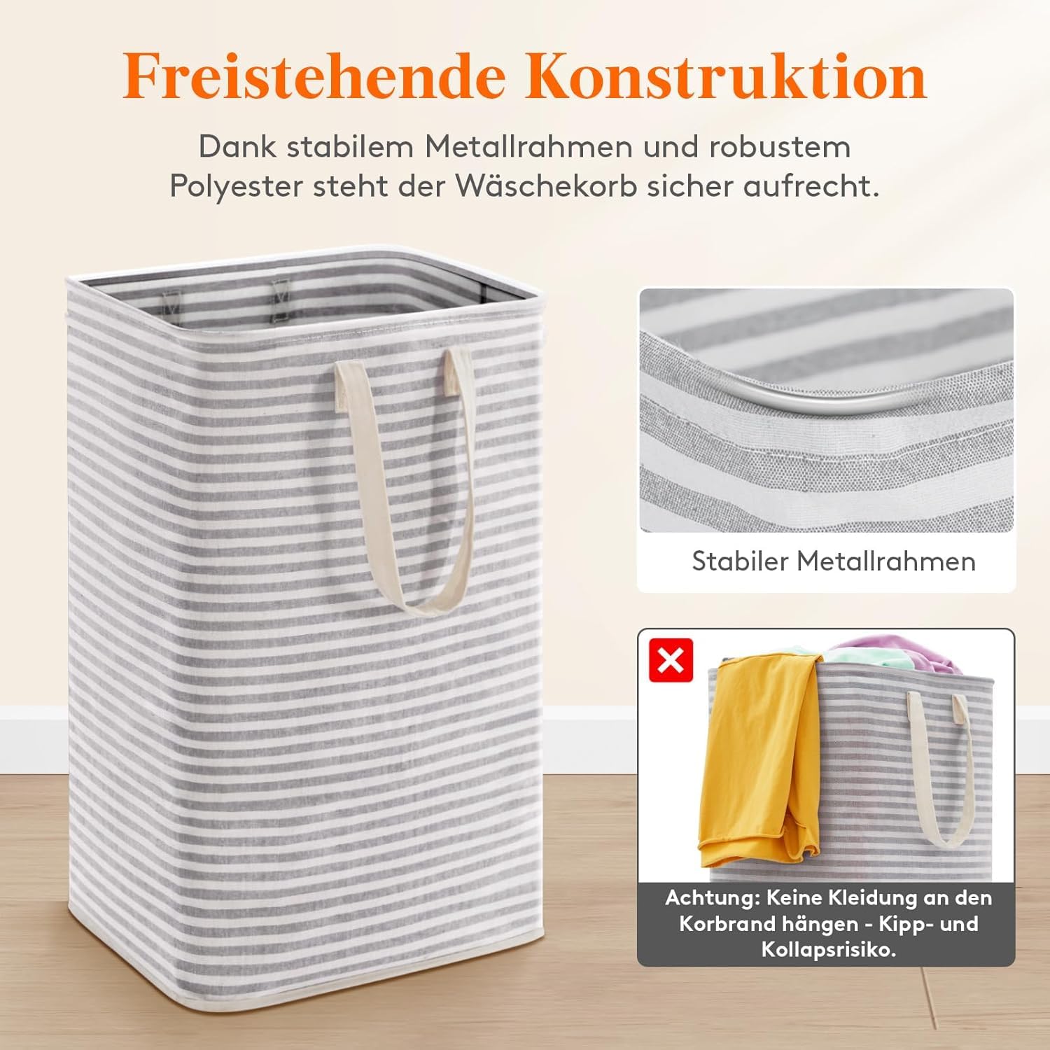 Lifewit 75L Wäschekorb, Großer Wäschesammler, Faltbare Wäschebox, Wasserdichter Wäschesortierer, Aufbewahrungsbox mit Griffen für Kleidung, Handtücher, Spielzeug, Grau 5