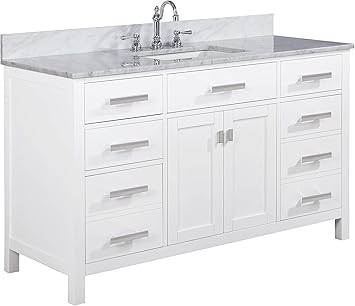 Design Element V01 54 Wt Valentino 54 Pre Assembled Singlesink Bathroom Vanity Set In White Comes With Marble Countertop And Porcelain Sink Amazon Com