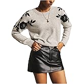 SOLY HUX Women's Floral Sweater Long Sleeve Crew Neck Knit Pullover Fall Jumper Tops Winter Clothes