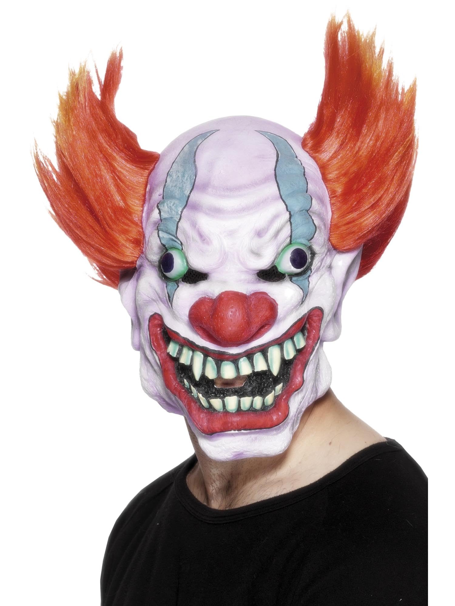 Smiffys Clown Mask, White Overhead, Latex, Halloween Fancy Dress Accessory, Clown Dress Up Masks Halloween