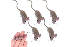 TOYANDONA Mini Fake Rat - 5pcs Simulated Fake Mouse Prank Rat Realistic Mouse Figurine with Magnets for April Fools Day Hallo
