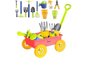 Dimple Garden Wagon & Tools Toy Set Premium 15 Pcs Kids Gardening Tools & Wagon Toy Set - Sturdy & Durable - Top Yard, Beach,