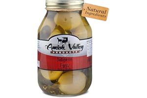 Amish Valley Products Jalapeno Eggs Quart Glass Jar (One QT Jar - 32 OZ)