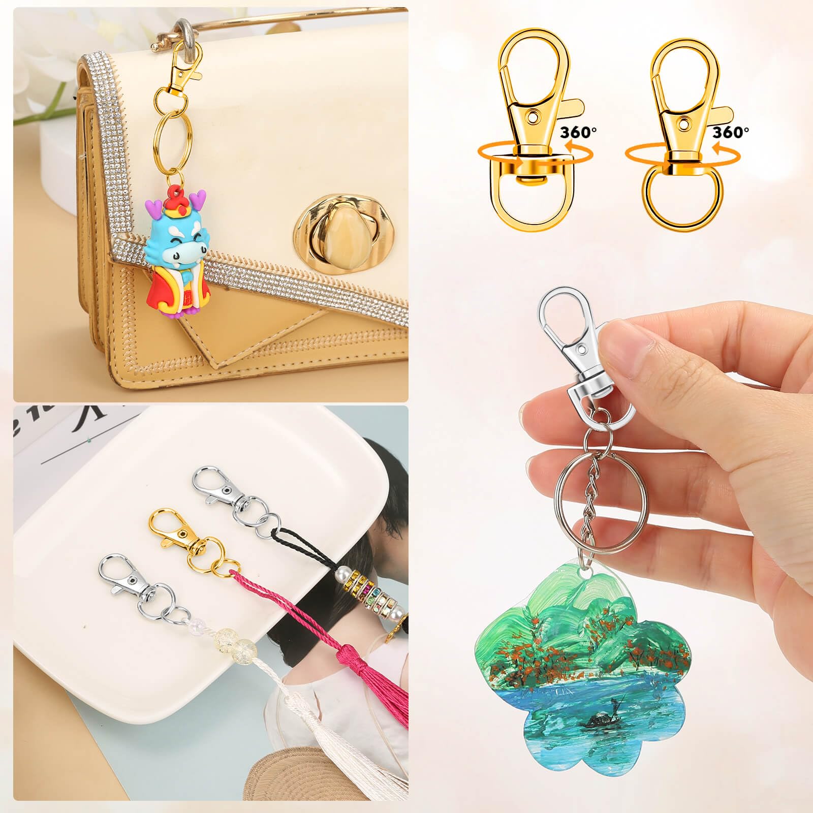 PAXCOO 990PCS Keychain Making Kit, Keychain Craft Supplies Including Key Chain Hooks, Lobster Clasps, Key Rings and Jump Rings for Key Chain Making and Jewelry Making