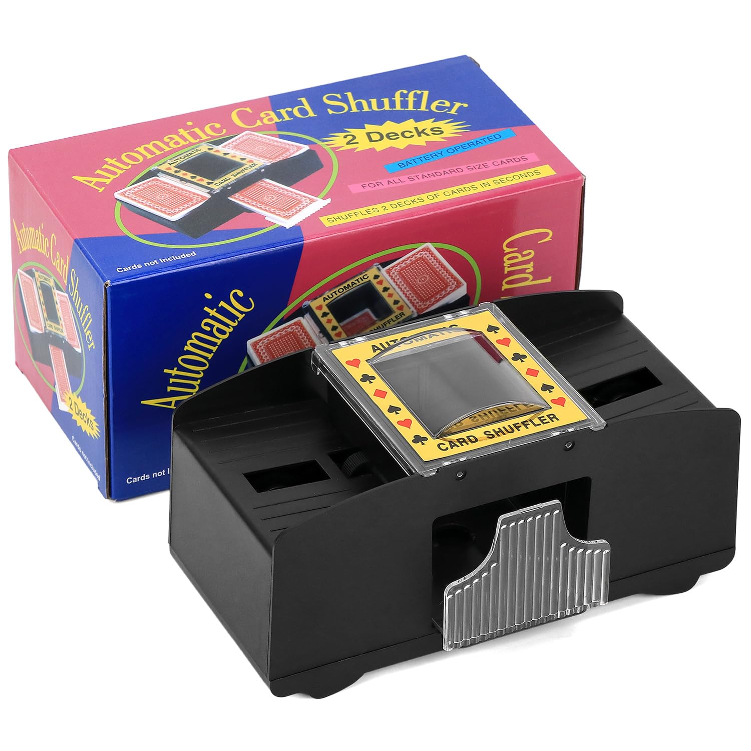 QWORK® Automatic Card Shufflers 2 Decks, Card Shuffling Machine, Battery Operated with Anti-Cheating Feature,Batteries not included — image 1