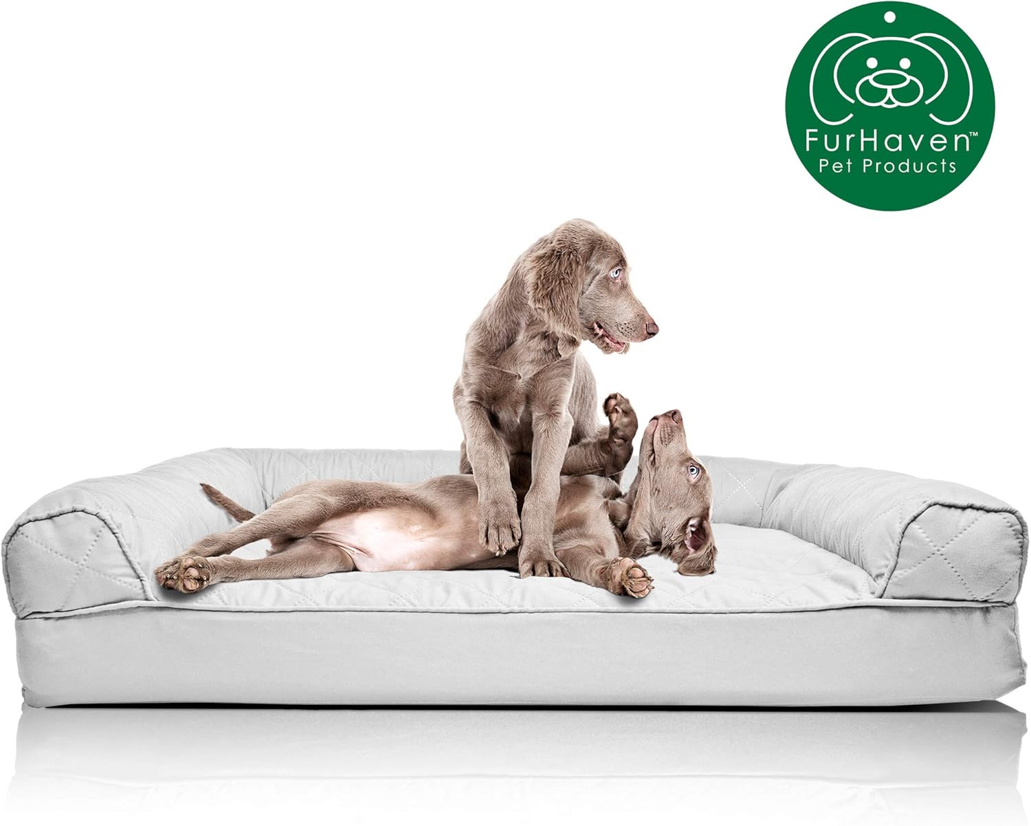 Furhaven Pet Dog Bed - Orthopedic Quilted Traditional Sofa-Style Living Room Couch Pet Bed with Removable Cover for Dogs and Cats, Silver Gray, Jumbo : Pet Supplies