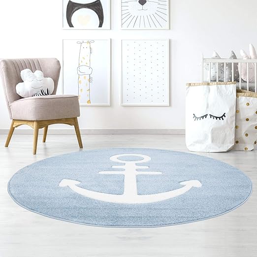 Taracarpet Kinderzimmerteppich Fur Jungen Anker Maritim Blau Dreamland Anker Blau 120x120 Cm Rund Amazon De Kuche Haushalt