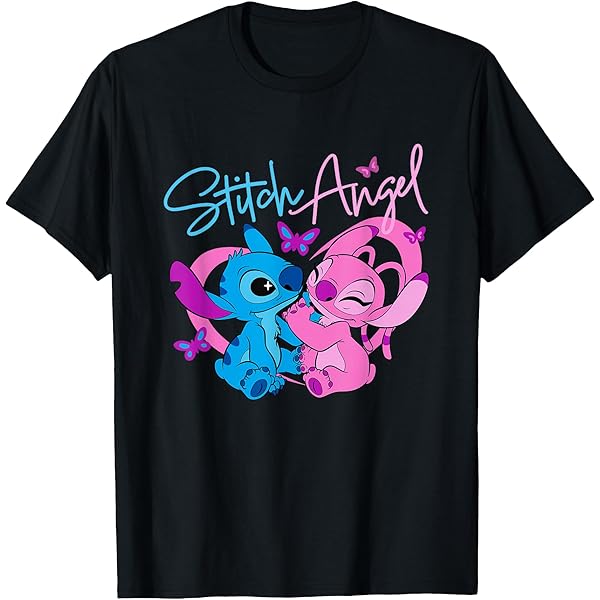 Amazon.com: Lilo and Stitch - Stitch and Angel Flower Love T-Shirt