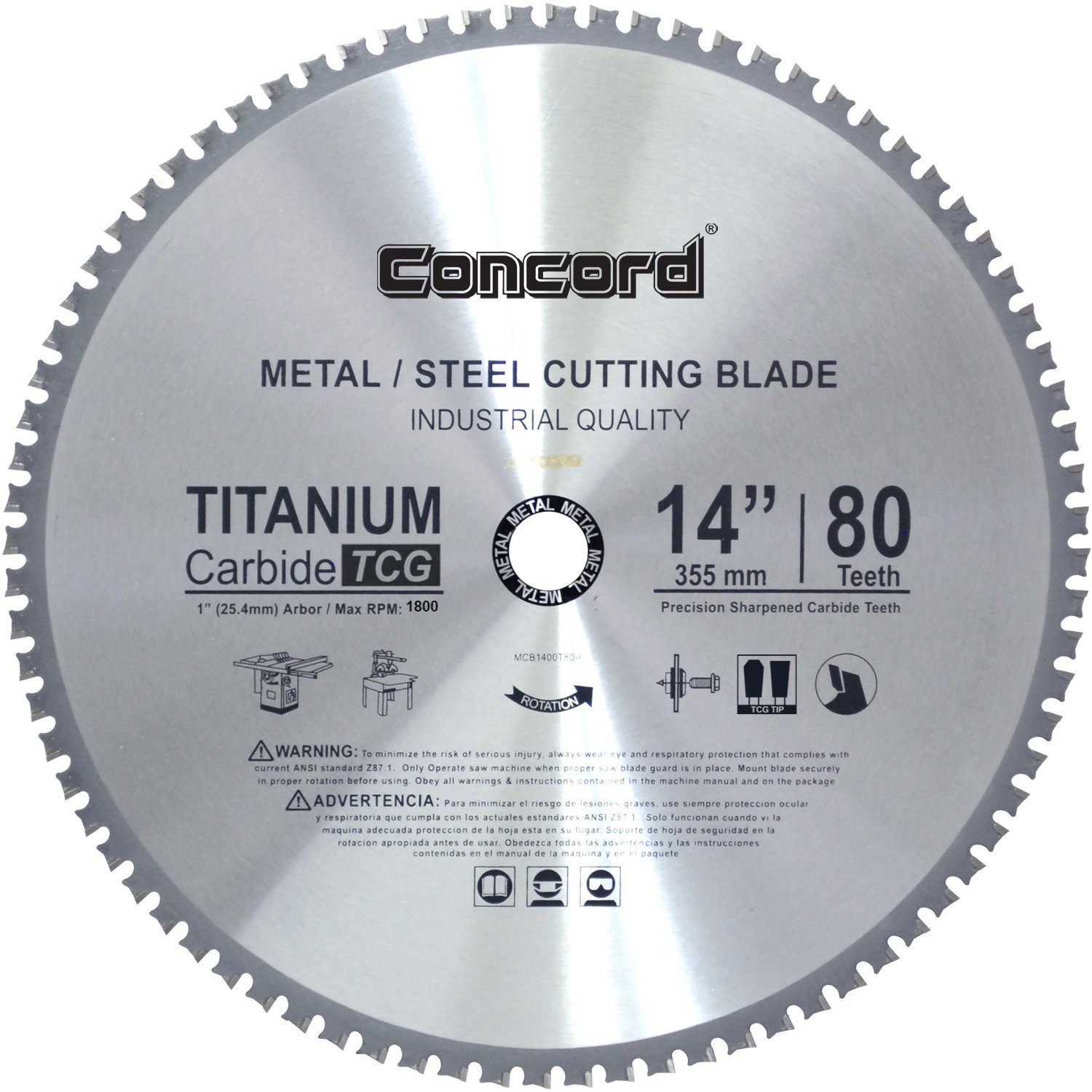 Concord Blades MCB1400T080HP 14Inch 80 Teeth TCT Ferrous Metal Cutting