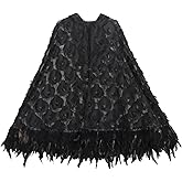 Koalswm Hooded Cloak with Feather Hem Adult Cape for Gothic Halloween Cosplay Costume