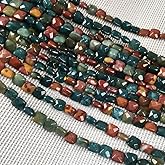 Natural Stone Beads Square Faceted Beading India Agate Gemstone Loose Beads for Jewelry Making 7.9 inches 2 Strands