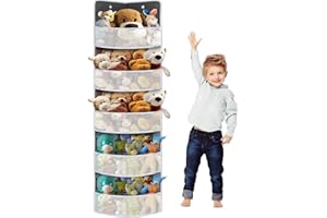 Ofiray-home Corner Stuffed Animal Storage Toy Organizer, Child-Friendly Wall Corner Storage,Toy Shelf for Stuffed Animals, Diapers,Toys - Baby Ideas Holder with 5 Large Pockets (Grey)