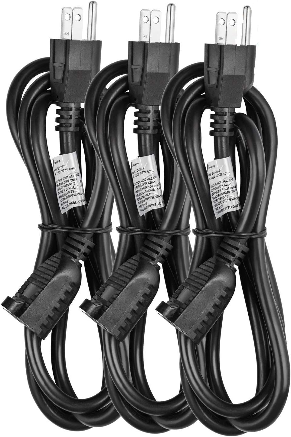 Aurum Cables 6 Ft Power Extension Cord - Electrical Power Cord - 16AWG Power Extension Cable Cord - SJTW NEMA 5-15P to NEMA 5-15R - ETL Listed - 3 Pack (6 Feet - 3 PK): Home Audio & Theater