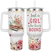 Caiibaoob Book Lovers Tumbler for Book Lovers Gift Ideas -40oz Insulated Tumbler With Handle and Straw (Books 2)