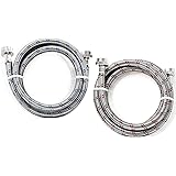 Stainless Steel Extra Long Premium Washing Machine Hoses, 6 Ft Burst Proof (2 Pack) Red and Blue Marked Water Supply Lines