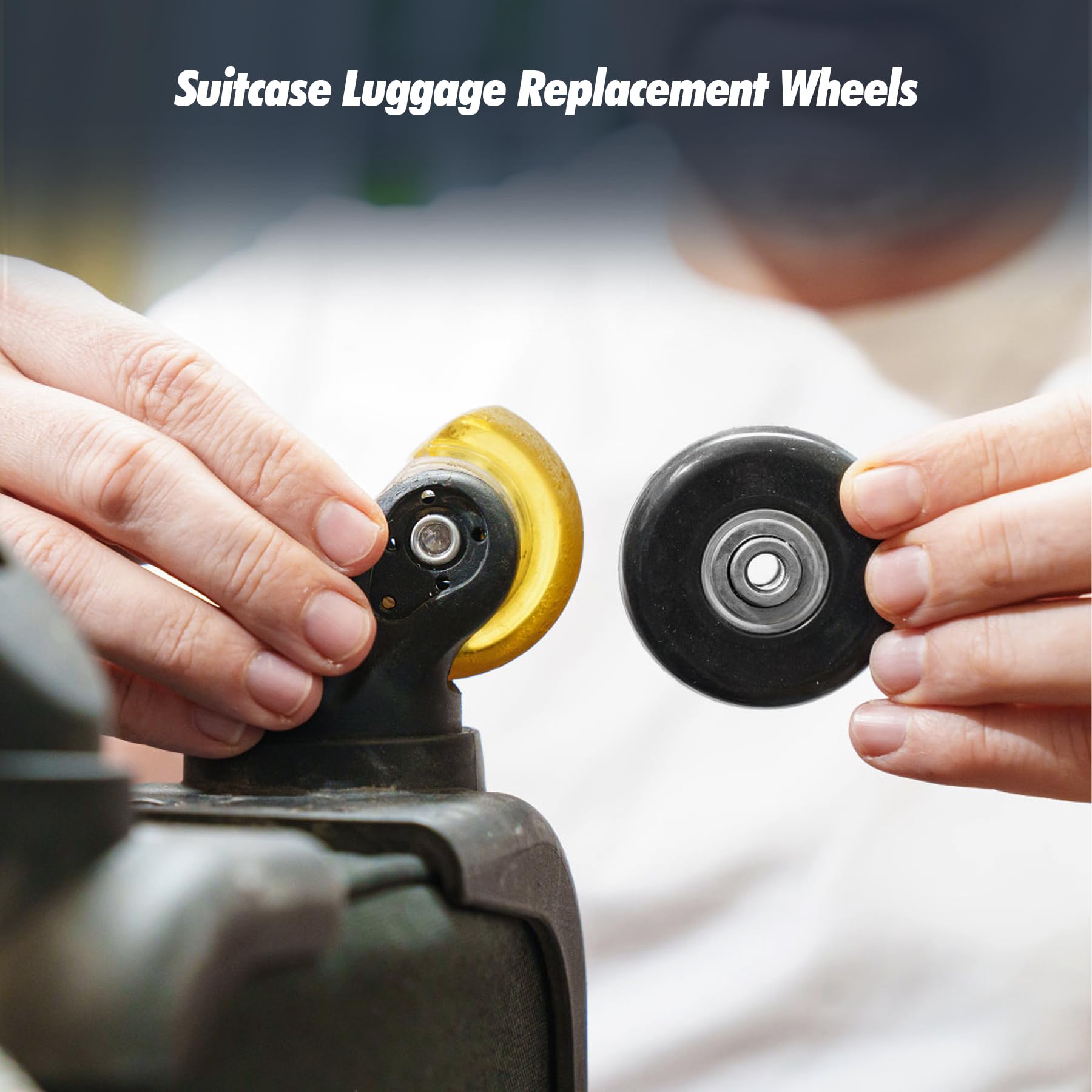 Zoofen 50 x 18mm Luggage Replacement Wheels 4 Pcs Rubber Suitcase Replacement Wheels Wear-Resistant Repair Wheels for Luggage