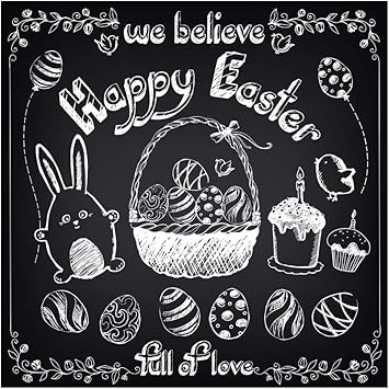 Amazon Com Leowefowa 5x5ft Happy Easter Back Drops Black Board