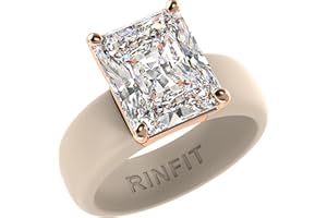 Rinfit Silicone Ring with Stone - Emerald Cut Cubic Zirconia Solitaire Engagement Ring for Women - Rubber Wedding Bands - Patent Pending Design