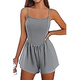 Ekouaer Womens Summer Sleeveless Workout Rompers Athletic Jumpsuit Double Lined Shorts One Piece Gym Yoga Clothes XS-XL