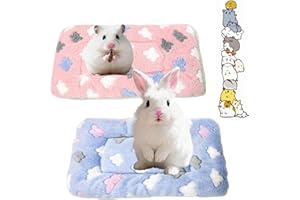 FYHJTRT 2-Pack Small Animal Plush Bed Mats 30x40cm，Machine Washable Guinea Pig, Fluffy Sleeping Pads for Bunny, Hamster, Rabb