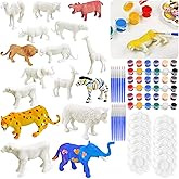 Vileafy Safari Animal Painting Craft Kits for Kids Ages 4-8 – 12 Paintable Animal Figures with Brushes & Palettes – Fun DIY Arts & Crafts Gift for Boys & Girls