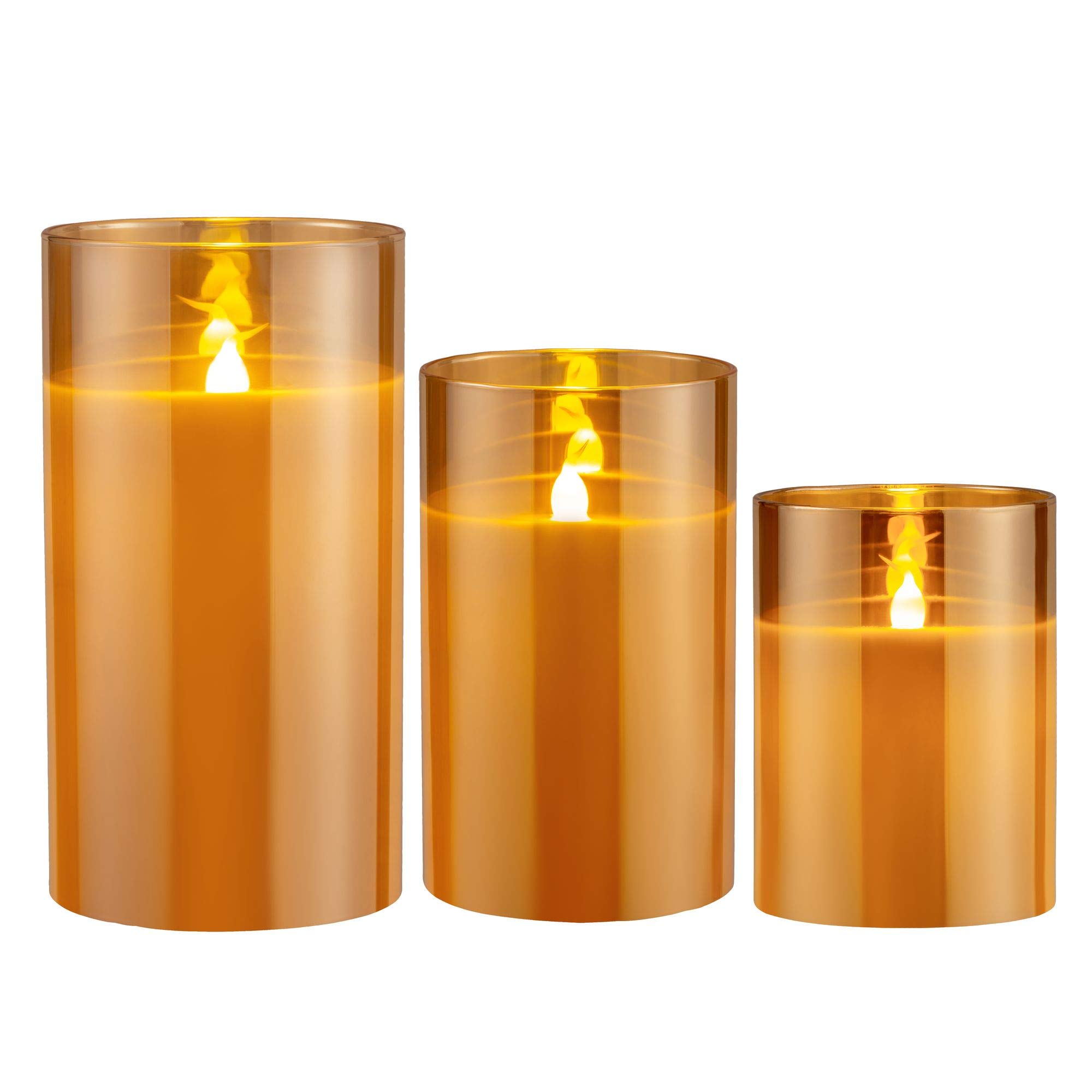 Pauleen 48121 Classy Golden Wax Battery Function 6H Timer LED Candle 3-Piece Set, 0.6 W, Gold, White
