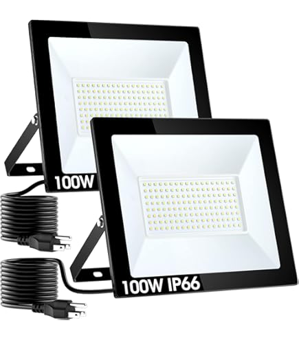 100W LED Flood Light Outdoor, 2Pack 10000LM Super Bright