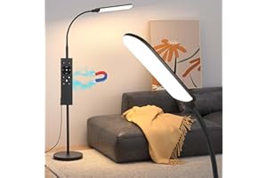 Aisutha LED Floor Lamp, 18W Super Bright Floor Lamp for Living Room, Adjustable Stepless Colors & Brightness Standing Lamp, Eye Caring Reading Light with Remote