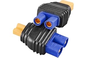 ZHOFONET XT30 Male to EC3 Female Connector,2 pcs XT30-EC3 Injection Molded Connectors Adapter,RC Battery Adapter for LiPo Battery Micro FPV Drone.