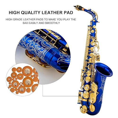 Btuty Eb Alto Saxophone Brass E Flat Sax Blue Saxophone 802 Key