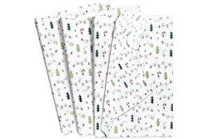 ETHANBERG 120 Sheets Christmas Gift Wrapping Tissue Paper Bulk, Xmas Trees Lights Stars Candy Tissue Paper for Gift Bags, Decorative Art Papers for Winter Holiday New Year Christmas Party Decor, 20x14 Inches