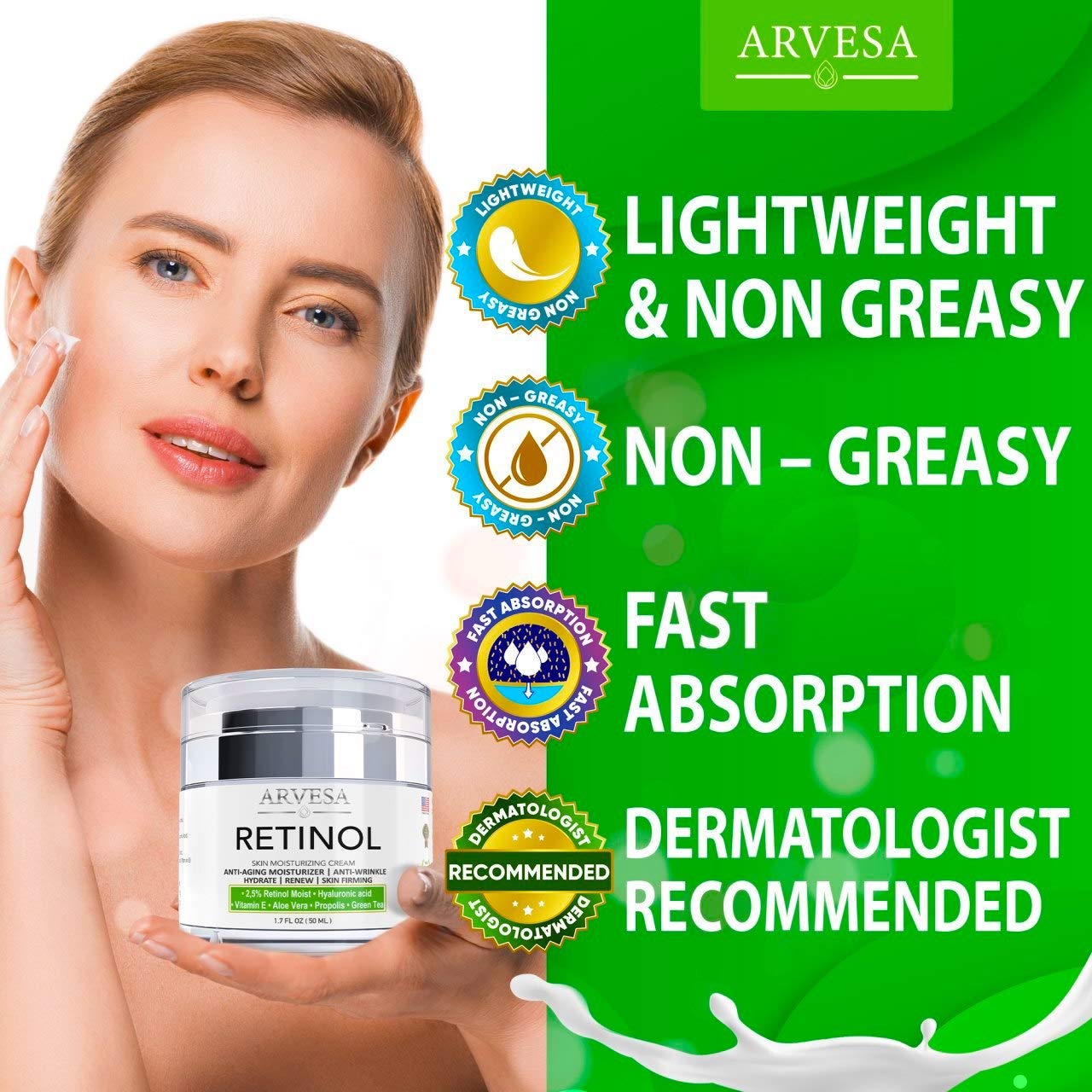 Anti Aging Retinol Moisturizer Cream for Face, Neck & Décolleté - Made in USA - Wrinkle Cream for Women and Men with Hyaluronic Acid and Active Retinol 2.5% - Best Day and Night - Results in 4 Weeks: Beauty