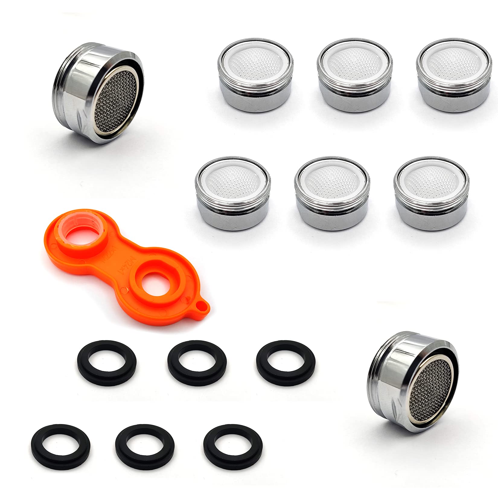 6 Pcs M24 Tap Aerator Nozzle, Stainless Steel Faucet Filter with Gaskets and Wrench
