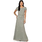 Adrianna Papell Womens Long Beaded Dress