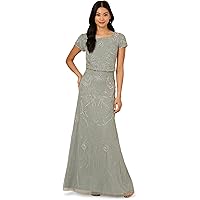 adrianna papell beaded long dress biscotti Luxury Teal Beaded Embroidered High-Slit Mermaid Prom Dress SH407 –  SHARONSAID