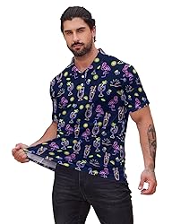 Xdceu Men's Neon Polo Shirts Retro Neon Golf Polo