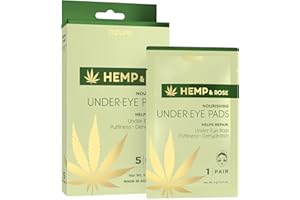 AZURE COSMETICS AZURE Hemp & Rose Nourishing Under Eye Pads - Toning, Hydrating & Anti Aging Eye Mask Patches - Reduces Fine Lines, Wrinkles, Dark Circles & Puffiness - Skin Care Made in Korea - 5 Pairs